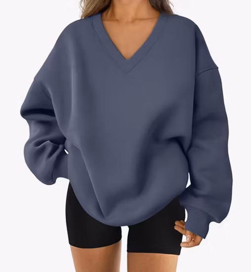 Women Sweatershirt in Compound Fleece with Kangroo Pocket at Front