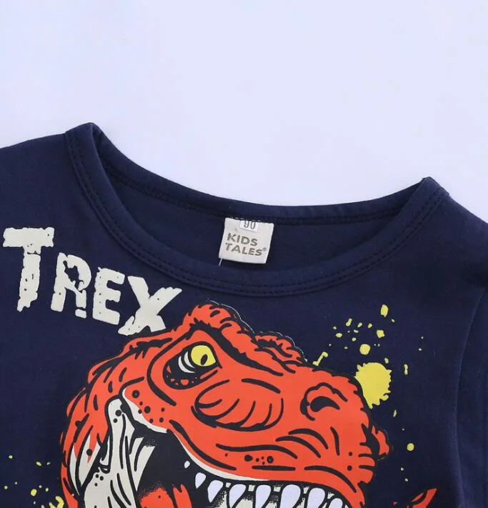 Kids Dinosaur Pattern T-Shirt Boys Fashion T-Shirt with Print Dinosaur Wholesale Many Sizes to Choose